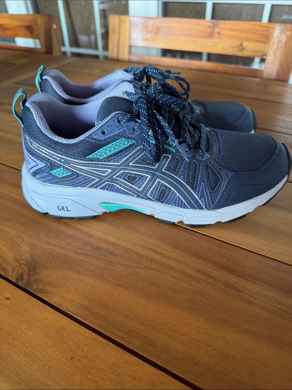 ASICS Gel-Venture 7 Navy Teal Purple Trail Running Shoes Sneakers - Size 7